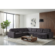 Affori 6S Corner with 3 Electric Slide-out Chaise & RHF Stoage Chaise with Entertainment Console in Palmanova Dark Grey