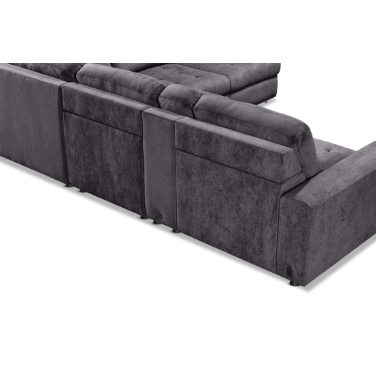 Affori 6S Corner with 3 Electric Slide-out Chaise & RHF Stoage Chaise with Entertainment Console in Palmanova Dark Grey