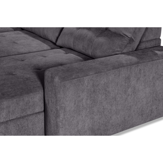 Affori 6S Corner with 3 Electric Slide-out Chaise & RHF Stoage Chaise with Entertainment Console in Palmanova Dark Grey