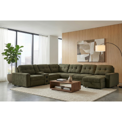 Affori 6S Corner with 3 Electric Slide-out Chaise & RHF Stoage Chaise with Entertainment Console in Palmanova Forest