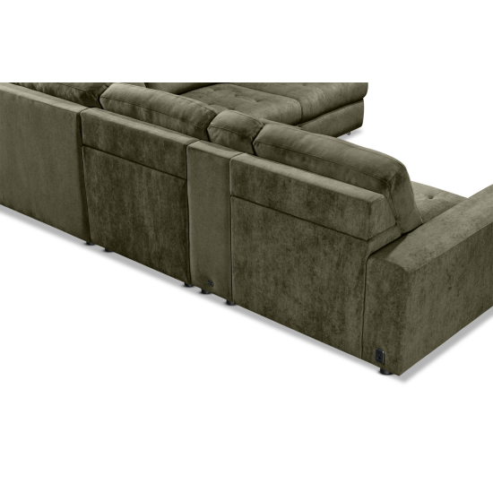 Affori 6S Corner with 3 Electric Slide-out Chaise & RHF Stoage Chaise with Entertainment Console in Palmanova Forest