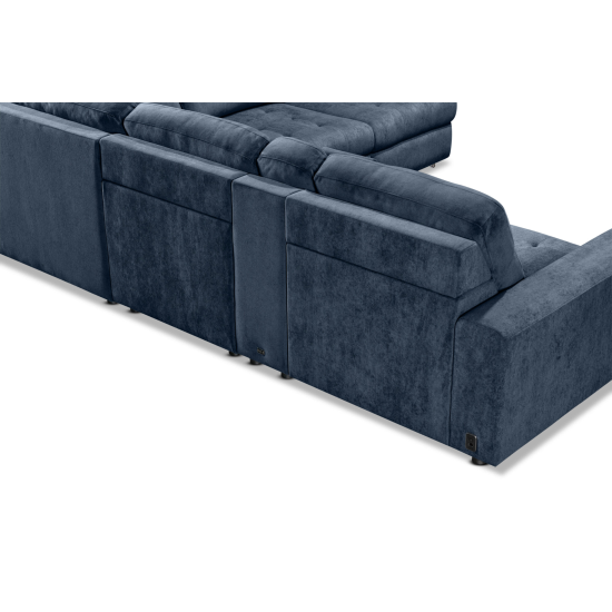 Affori 6S Corner with 3 Electric Slide-out Chaise & RHF Stoage Chaise with Entertainment Console in Palmanova Lagoon