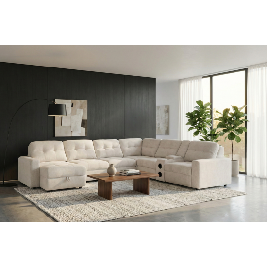 Affori RHF 7 Piece Corner with Entertainment Consolein Palmanova Bone