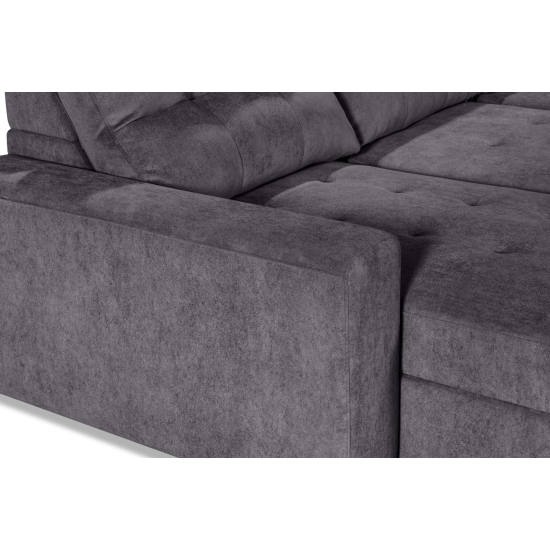 Affori 6S Corner with 3 Electric Slide-out Chaise & LHF Stoage Chaise with Entertainment Console in Palmanova Dark Grey