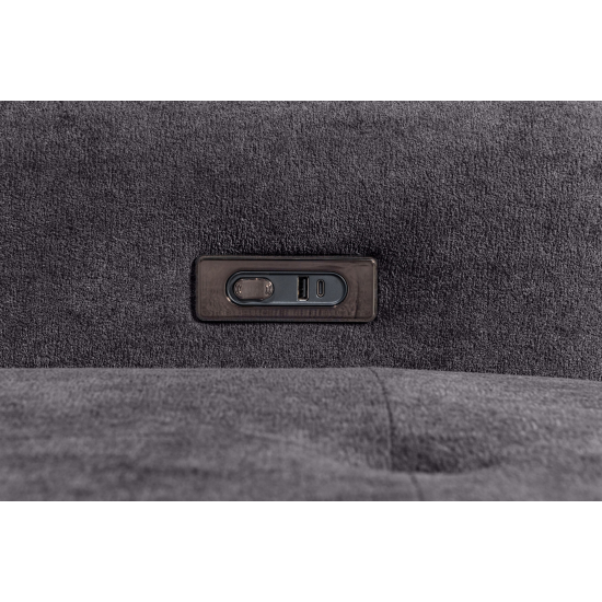 Affori 6S Corner with 3 Electric Slide-out Chaise & LHF Stoage Chaise with Entertainment Console in Palmanova Dark Grey