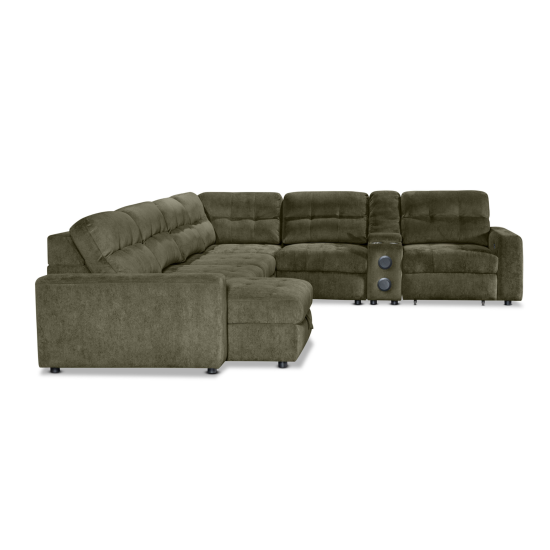 Affori 6S Corner with 3 Electric Slide-out Chaise & LHF Stoage Chaise with Entertainment Console in Palmanova Forest