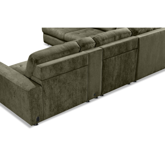 Affori 6S Corner with 3 Electric Slide-out Chaise & LHF Stoage Chaise with Entertainment Console in Palmanova Forest