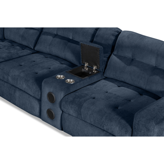 Affori 6S Corner with 3 Electric Slide-out Chaise & LHF Stoage Chaise with Entertainment Console in Palmanova Lagoon