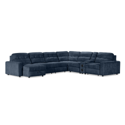 Affori 6S Corner with 3 Electric Slide-out Chaise & LHF Stoage Chaise with Entertainment Console in Palmanova Lagoon