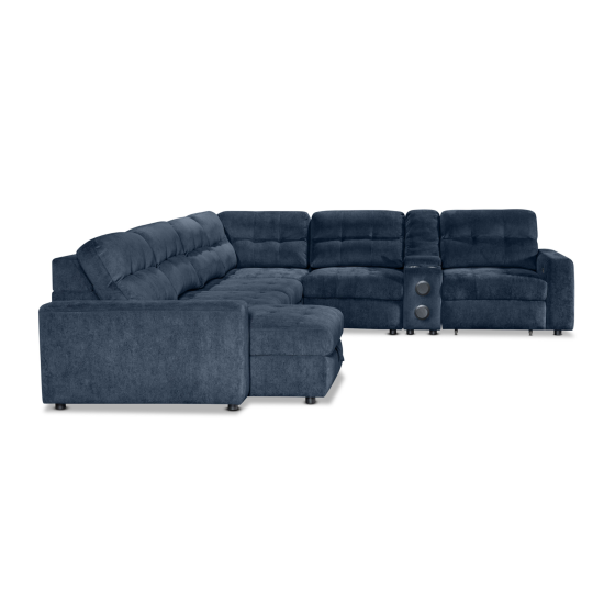 Affori 6S Corner with 3 Electric Slide-out Chaise & LHF Stoage Chaise with Entertainment Console in Palmanova Lagoon