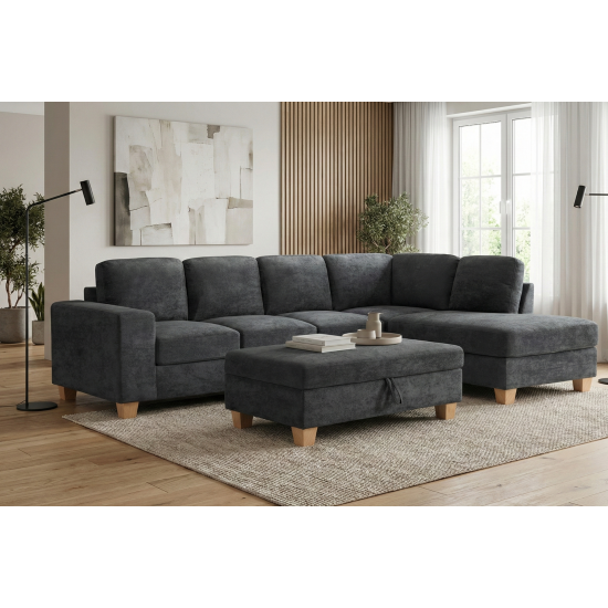 Tibaldi Storage Ottoman in Palmanova Dark Grey