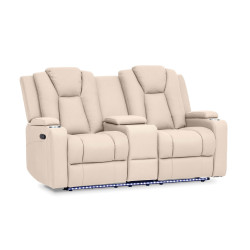 Artemis 2 Seater with Console & Recliner in Rawhide Latte