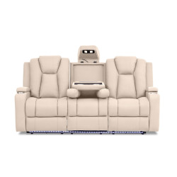 Artemis 3 Seater with Dropdown Console & Recliner in Rawhide Latte