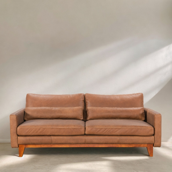 Barberini Sofa in Sterling Dark Tan Semi-Aniline Leather