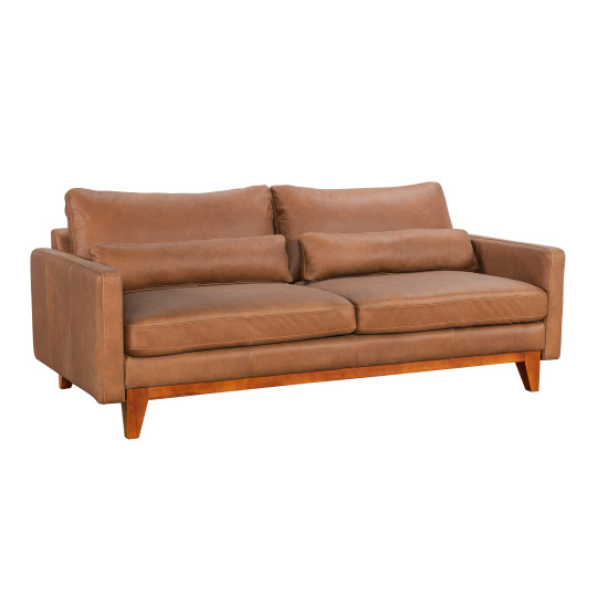 Barberini Sofa in Sterling Dark Tan Semi-Aniline Leather