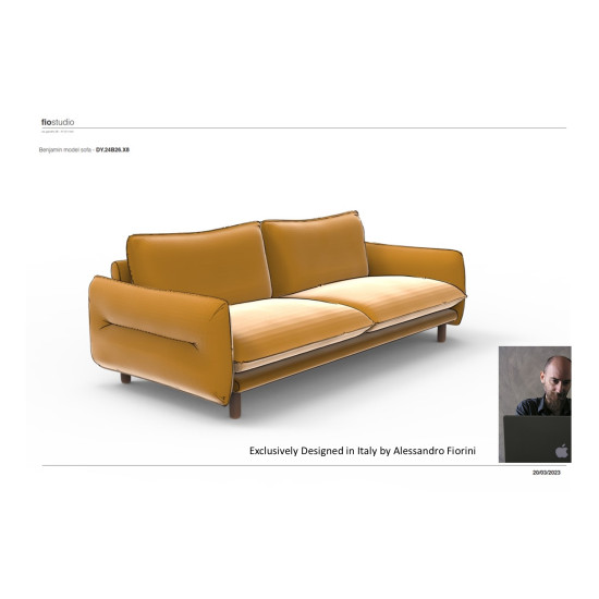 Benjamin Sofa in Sterling Dark Tan Semi-Aniline Leather