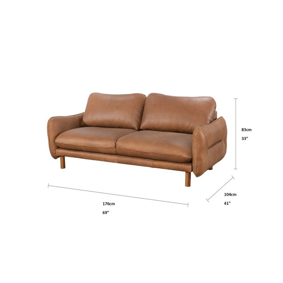 Benjamin Loveseat in Sterling Dark Tan Semi-Aniline Leather