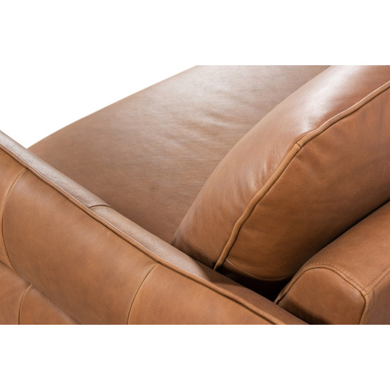 Benjamin Loveseat in Sterling Dark Tan Semi-Aniline Leather