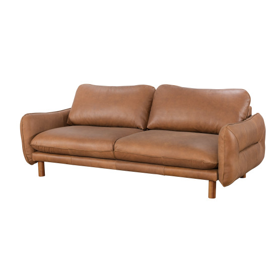 Benjamin Sofa in Sterling Dark Tan Semi-Aniline Leather