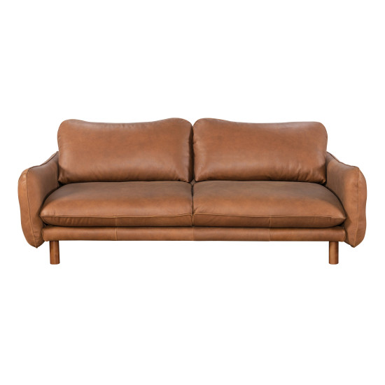 Benjamin Sofa in Sterling Dark Tan Semi-Aniline Leather