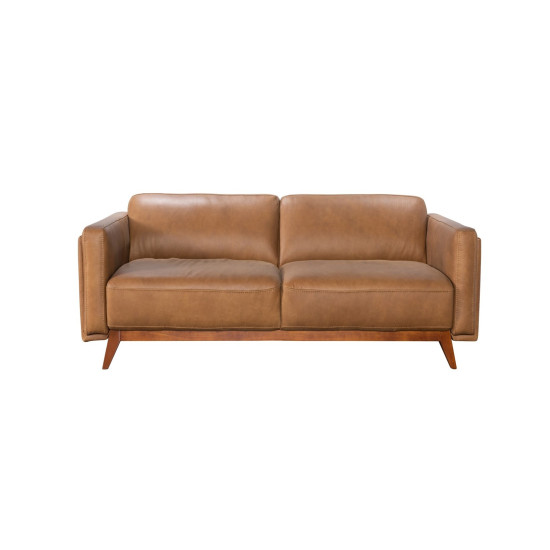 Corona Loveseat in Sterling Dark Tan Semi-Aniline Leather