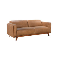 Corona Loveseat in Sterling Dark Tan Semi-Aniline Leather