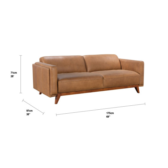 Corona Loveseat in Sterling Dark Tan Semi-Aniline Leather