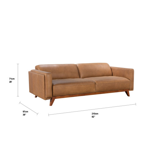 Corona Sofa in Sterling Dark Tan Semi-Aniline Leather