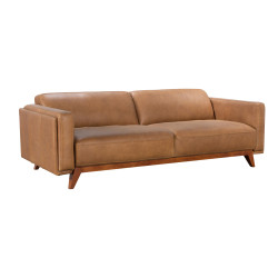 Corona Sofa in Sterling Dark Tan Semi-Aniline Leather