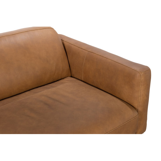 Corona Loveseat in Sterling Dark Tan Semi-Aniline Leather