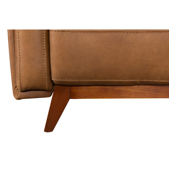 Corona Loveseat in Sterling Dark Tan Semi-Aniline Leather