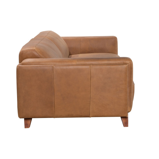 Corona Sofa in Sterling Dark Tan Semi-Aniline Leather