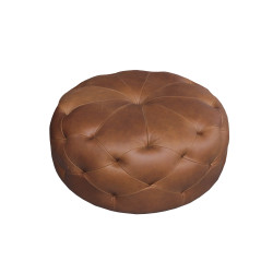 Cosizza Ottoman in Sterling Dark Tan Semi-Aniline Leather