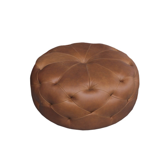 Cosizza Ottoman in Sterling Dark Tan Semi-Aniline Leather