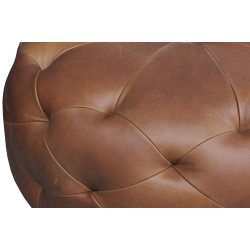 Cosizza Ottoman in Sterling Dark Tan Semi-Aniline Leather