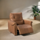 Dellarovere Power Recliner with Adjustable Headrest in Sterling Dark Tan Semi-Aniline Leather