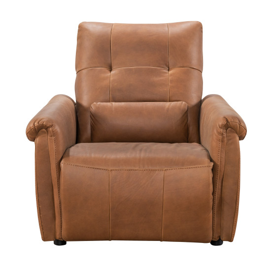 Dellarovere Power Recliner with Adjustable Headrest in Sterling Dark Tan Semi-Aniline Leather