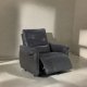 Dellarovere Power Recliner with Adjustable Headrest in Sterling Liquorice Aniline Leather