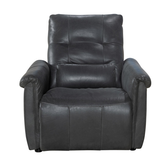 Dellarovere Power Recliner with Adjustable Headrest in Sterling Liquorice Aniline Leather