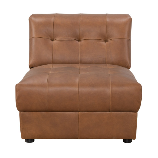 Leonardo Accent Chair in Sterling Dark Tan Semi-Aniline Leather