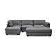 Mercury Left Facing Sectional and Ottoman in Olivia "Leather-Look" Elephant