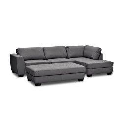 Mercury Right Facing Sectional and Ottoman in Olivia "Leather-Look" Elephant