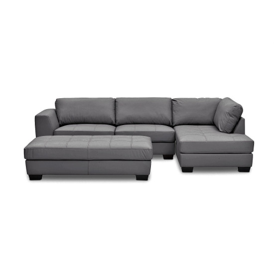 Mercury Right Facing Sectional and Ottoman in Olivia "Leather-Look" Elephant