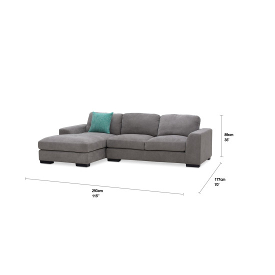 Minerva Left Facing Sectional  in Aurora Mid Grey