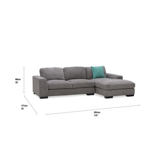 Minerva Right Facing Sectional in Aurora Mid Grey