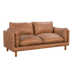 Oliver Loveseat in Sterling Dark Tan Semi-Aniline Leather