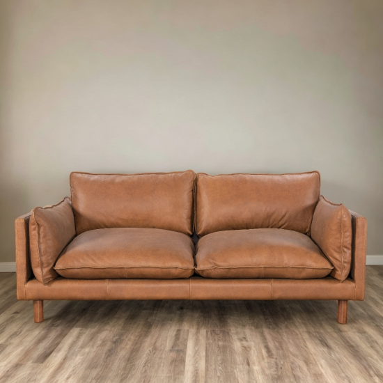 Oliver Sofa in Sterling Dark Tan Semi-Aniline Leather