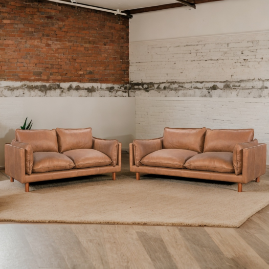 Oliver Sofa in Sterling Dark Tan Semi-Aniline Leather