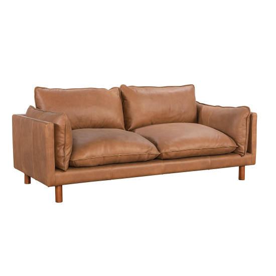 Oliver Sofa in Sterling Dark Tan Semi-Aniline Leather