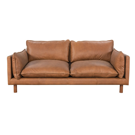 Oliver Sofa in Sterling Dark Tan Semi-Aniline Leather